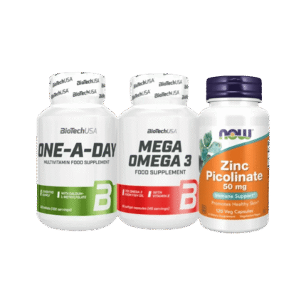 Pack Active : One a day multivitamines + Omega 3 Biotechusa + Zinc picolinate 120caps