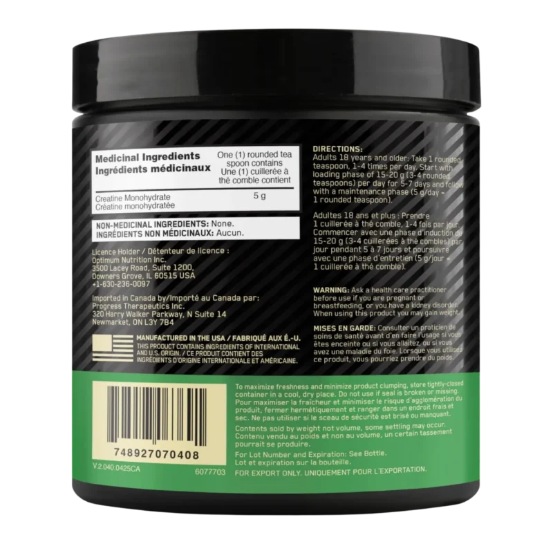 creatine monohydrate ON verso